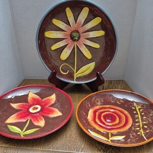 Floral Decorative Plates Set Of 3
